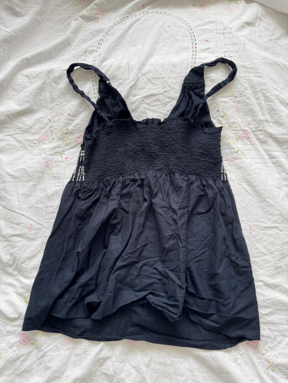 Morgan De Toi Silver Beaded Black Women's Camisole Babydoll Top - Picture 7 of 7